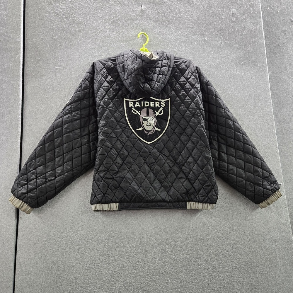 VINTAGE Oakland Raiders Men Jacket 2XL Reversible Quilted Embroidered Pro Player